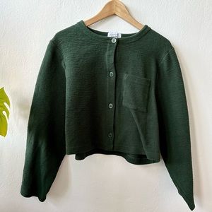 & Other Stories Stretchy Cropped Nubby Pocket Button-Down Shirt